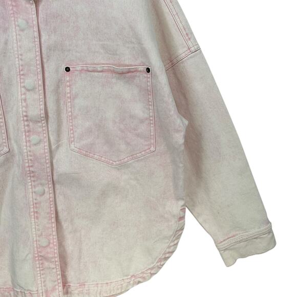 Faherty Sunwashed Overshirt Shacket Jacket Shirt Womens Small Pop Pink Organic - Picture 6 of 14